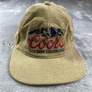 Coors Golden Colorado Corduroy Hat Beige Snapback Beer Cap Outdoors Dad Cowboy